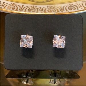 Square Cubic Zirconia Stud Earrings